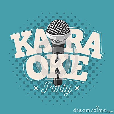 Karaoke Label Sign Design With Microphone Illustration Vector Illustration