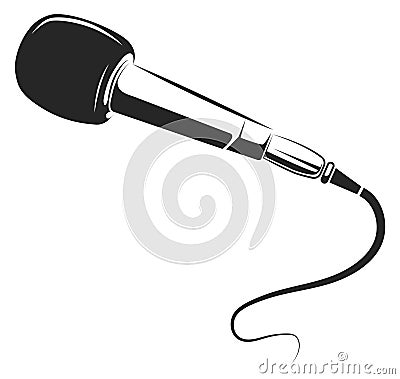 Karaoke microphone black icon. Music song logo Vector Illustration