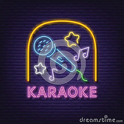 Karaoke neon signboard Stock Photo