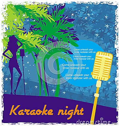 Karaoke night, abstract illustration of a microphone and dancers Vector Illustration