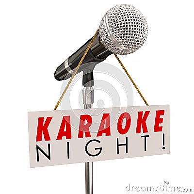 Karaoke Night Microphone Sign Advertising Fun SInging Party Stock Photo