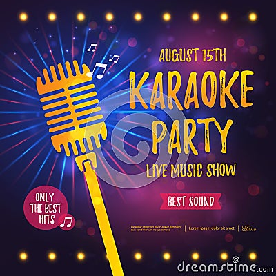 Karaoke party banner Vector Illustration