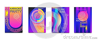 Karaoke party invitation flyer template. Concept for a night club.Design template.Advertising bright karaoke bar, party, disco bar Vector Illustration