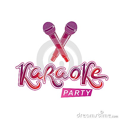 Karaoke party lettering, rap battle vector emblem created using Vector Illustration