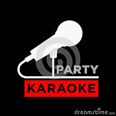 Karaoke party minimalistic promotional poster with microphone sihouette Vector Illustration