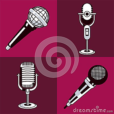 karaoke four mics Vector Illustration