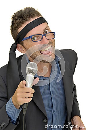 Karaoke singer Stock Photo