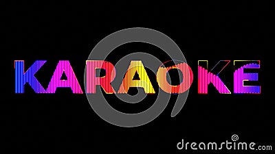 Karaoke text. Party in 80s style. Party text with sound waves effect. Glowing neon lights. Retrowave and synthwave style. For Stock Photo