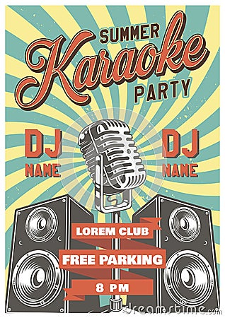 Karaoke vintage poster Vector Illustration
