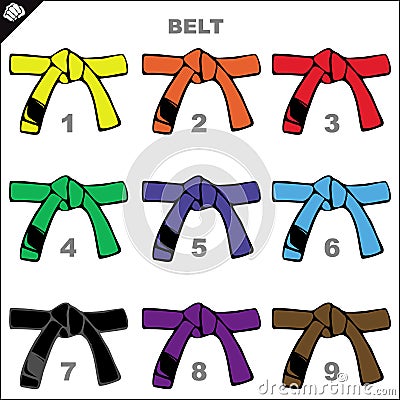 Karate belts poster. Vector. Vector Illustration