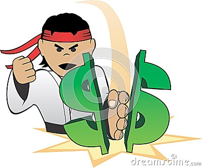 Karate Choping Dollar Stock Photo