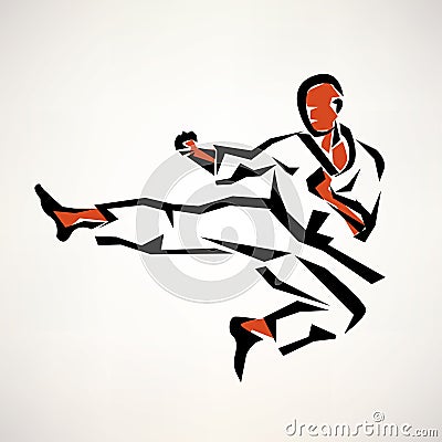 Karate fighter stylized symbol Vector Illustration