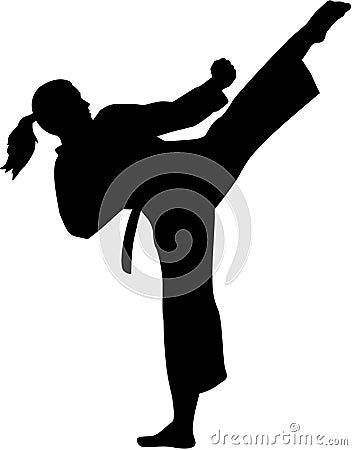 Karate fighter woman Vector Illustration