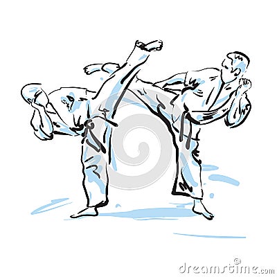 Karate fighters Vector Illustration