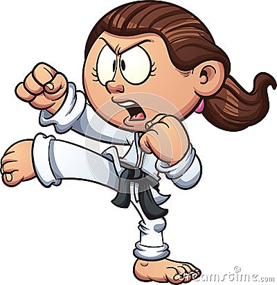 Karate girl Vector Illustration