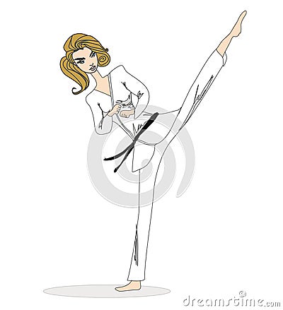 Karate girl Vector Illustration