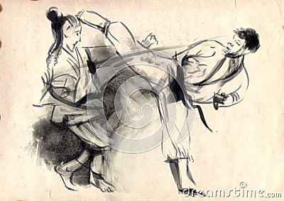 Karate - Hand drawn (calligraphic) illustration Vector Illustration