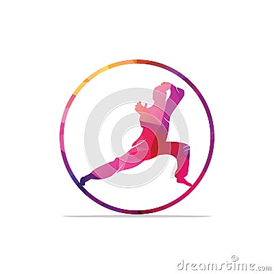 Martial art silhouette vector, fight sport logo design. Vector Illustration