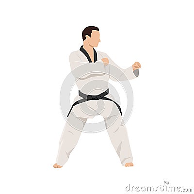 Karate stance character illustration. Asian martial art Cartoon Illustration