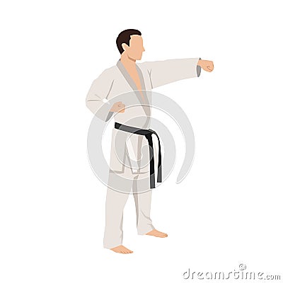 Karate stance character illustration. Asian martial art Cartoon Illustration
