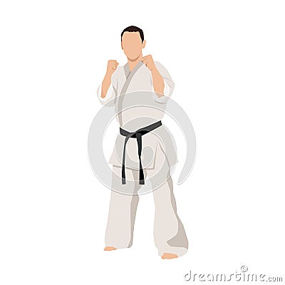 Karate stance character illustration. Asian martial art Cartoon Illustration