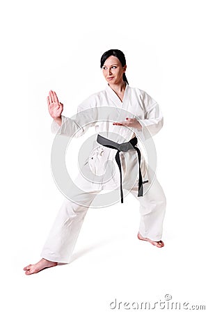 Karate woman posing Stock Photo