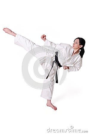 Karate woman posing Stock Photo