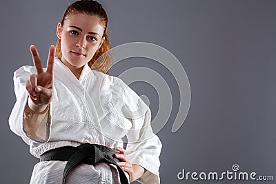 Karate Woman Stock Photo