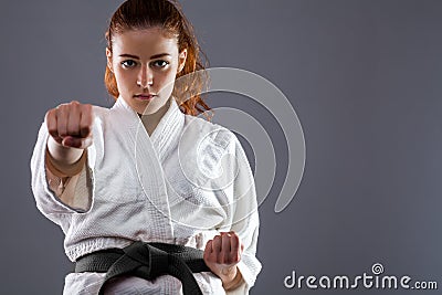 Karate Woman Stock Photo