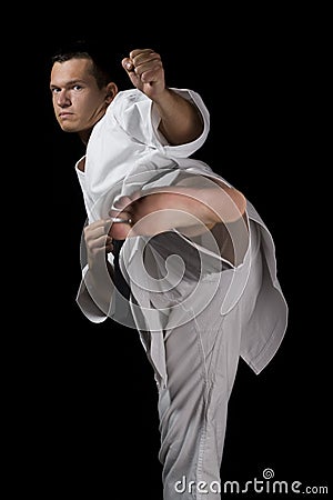 Karate young fighter Stock Photo