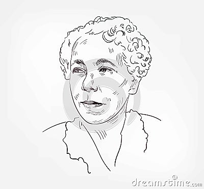 Karen Horney German psychoanalyst psychologist vector sketch portrait illustration Editorial Stock Photo