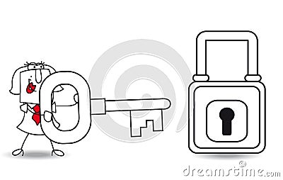 Karen and the key have a solution Vector Illustration