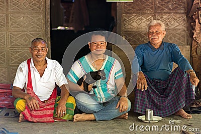 Karen tribe family portrait in Myanmar Editorial Stock Photo