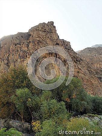 Kargah Buddha Mountain Rock Carving In Gilgit, Gilgit-Baltistan, Northern Pakistan Stock Photo