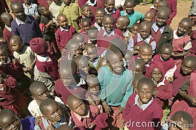 Karimba School with smiling school children in North Kenya, Africa Editorial Stock Photo