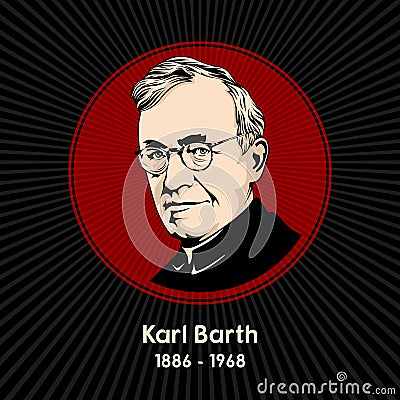 Karl Barth 1886 - 1968 was a Swiss Reformed theologian Vector Illustration