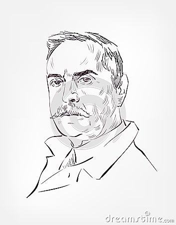 Karl Landsteiner vector sketch portrait face famous Editorial Stock Photo