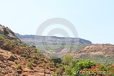 Karla caves and mountain india Stock Photo