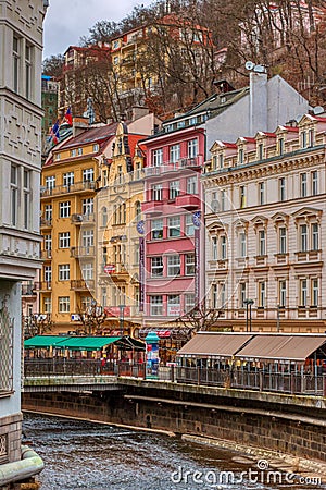Oldtown Karlovy Vary winter morning walk Editorial Stock Photo