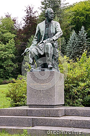 Bedrich Smetana statue in spa town Karlovy Vary, West Bohemia, Czech republic. Editorial Stock Photo