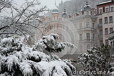 Karlovy Vary. The fog Stock Photo