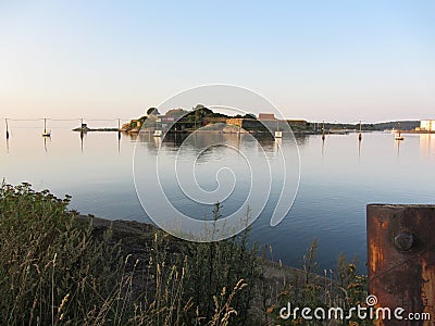 Karlshamn castle island morning sun Stock Photo