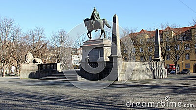 Karlsplatz, historic square with equestrian statue of Kaiser Wilhelm I, Stuttgart, Germany Editorial Stock Photo