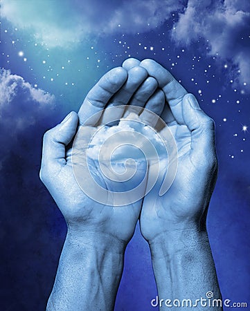 Karma Cloud Hands Why Time Stock Photo