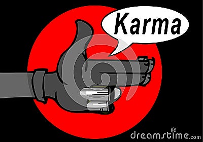 Karma concept: finger gun to mimic a handgun Vector Illustration