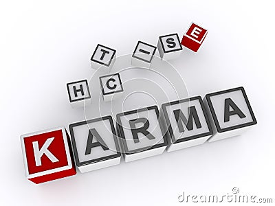 karma word block on white Stock Photo