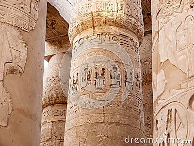 Karnak Column Details from the Ancient Egyptian Civilization Stock Photo