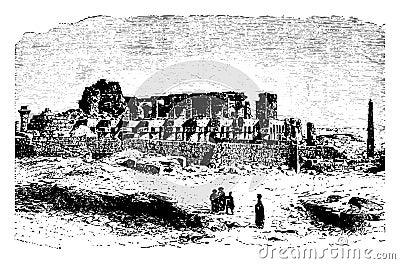 Karnak Temple Complex vintage engraving Vector Illustration