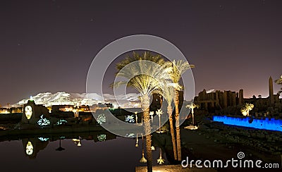 Karnak temple in Luxor at night Stock Photo