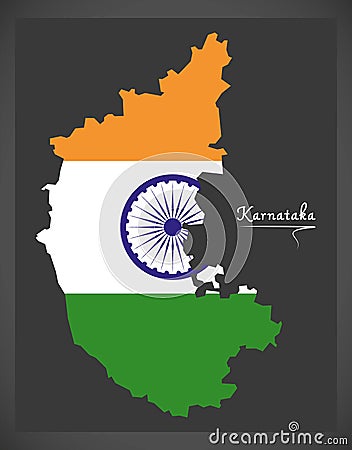 Karnataka map with Indian national flag illustration Vector Illustration